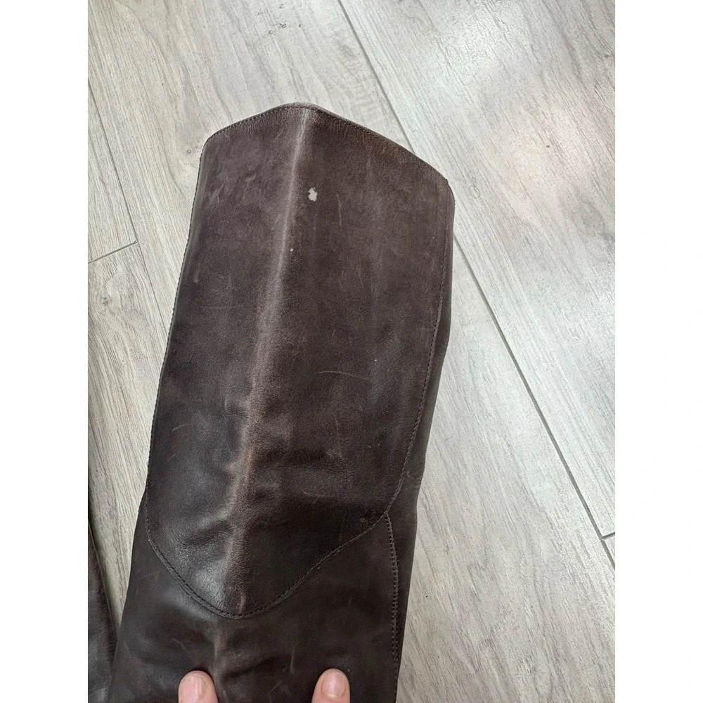 Vintage Y2K Bronx Brown Leather Knee High Zip Boots Eu 36 5.5-6 US